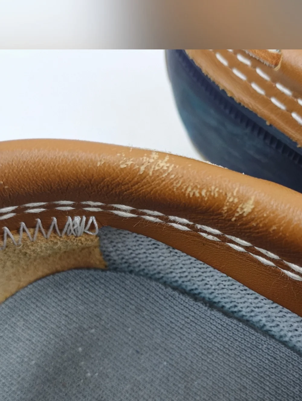 L.L. Bean tan leather &blue rubber low ankle gumshoe duck boot womens sz. 7M - Picture 15 of 15